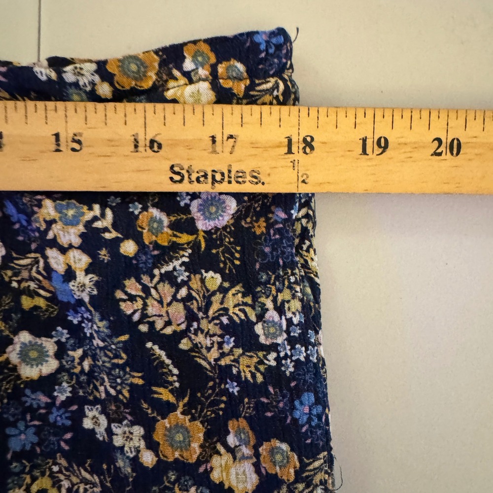 Maurices Floral Wide Leg Pants Womens XL Navy Blue Rayon Boho Ditsy Print - Picture 6 of 9